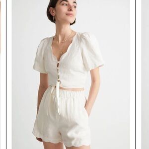 & Other Stories White Linen Shorts *part of matching set*